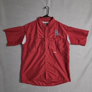 Drake Waterfowl Mens Ole Miss Rebels Button Down Short Sleeve Shirt Size Medium
